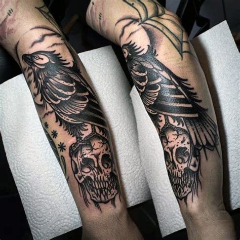 raven tattoo chest|raven men forearms tattoos images.